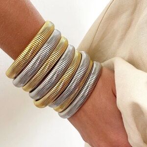 Snake Chain stretch bracelet by HJane Jewels. Silver Single Tube Bracelet